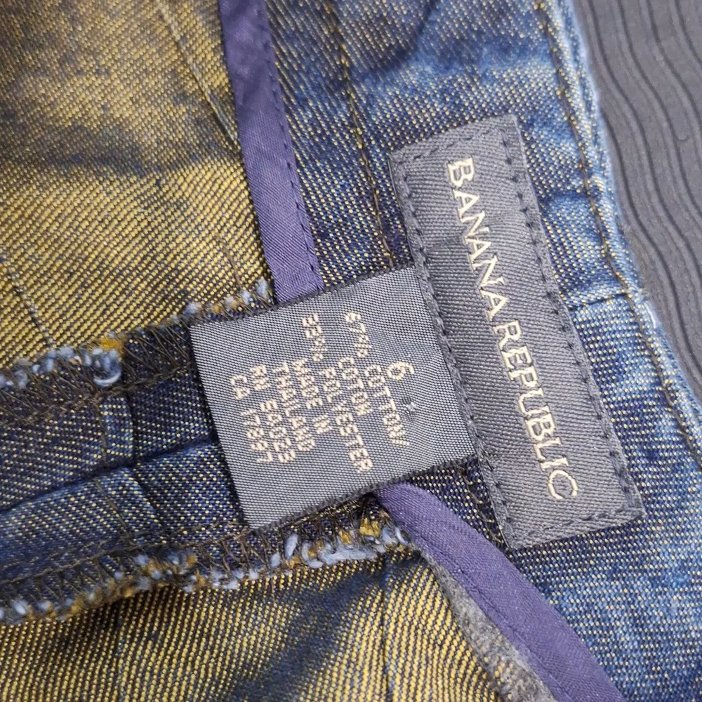 BANANA REPUBLIC Y2K Vintage Metallic Bell Bottom Flare Jeans No Front Wa… - Picture 6 of 9